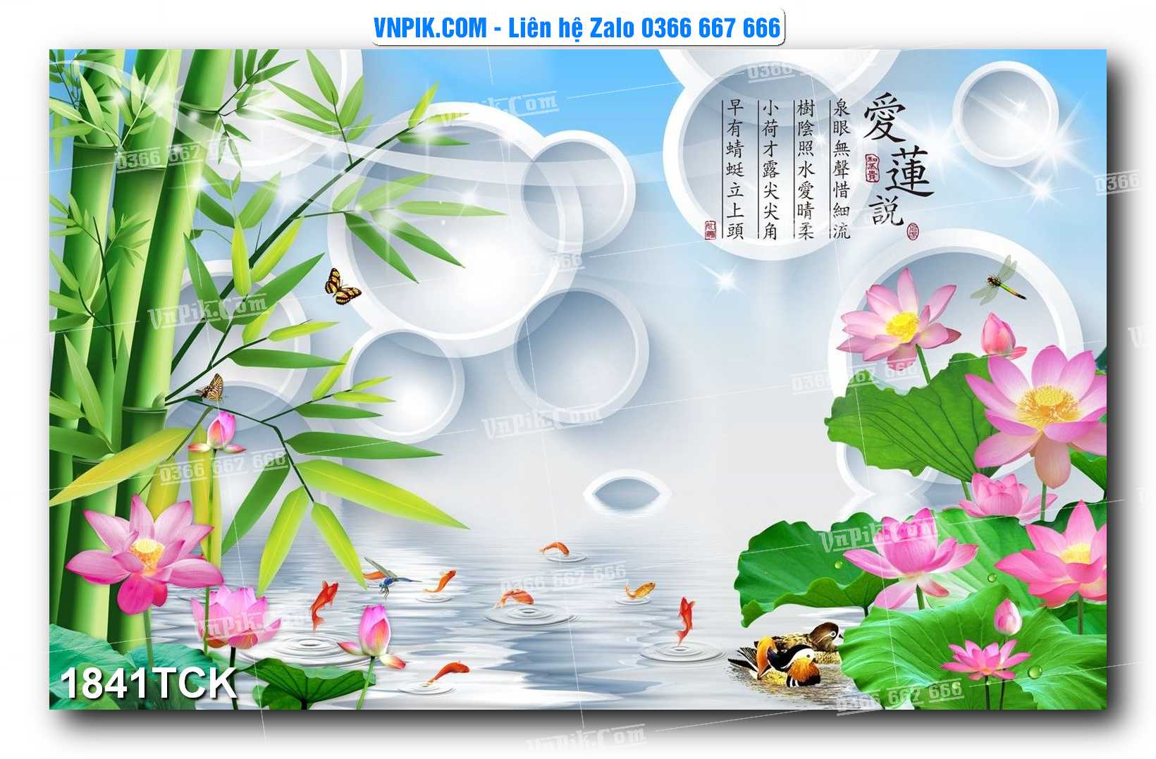 Tranh Hoa Sen – Cá Koi – Cá Chép 1841TCK