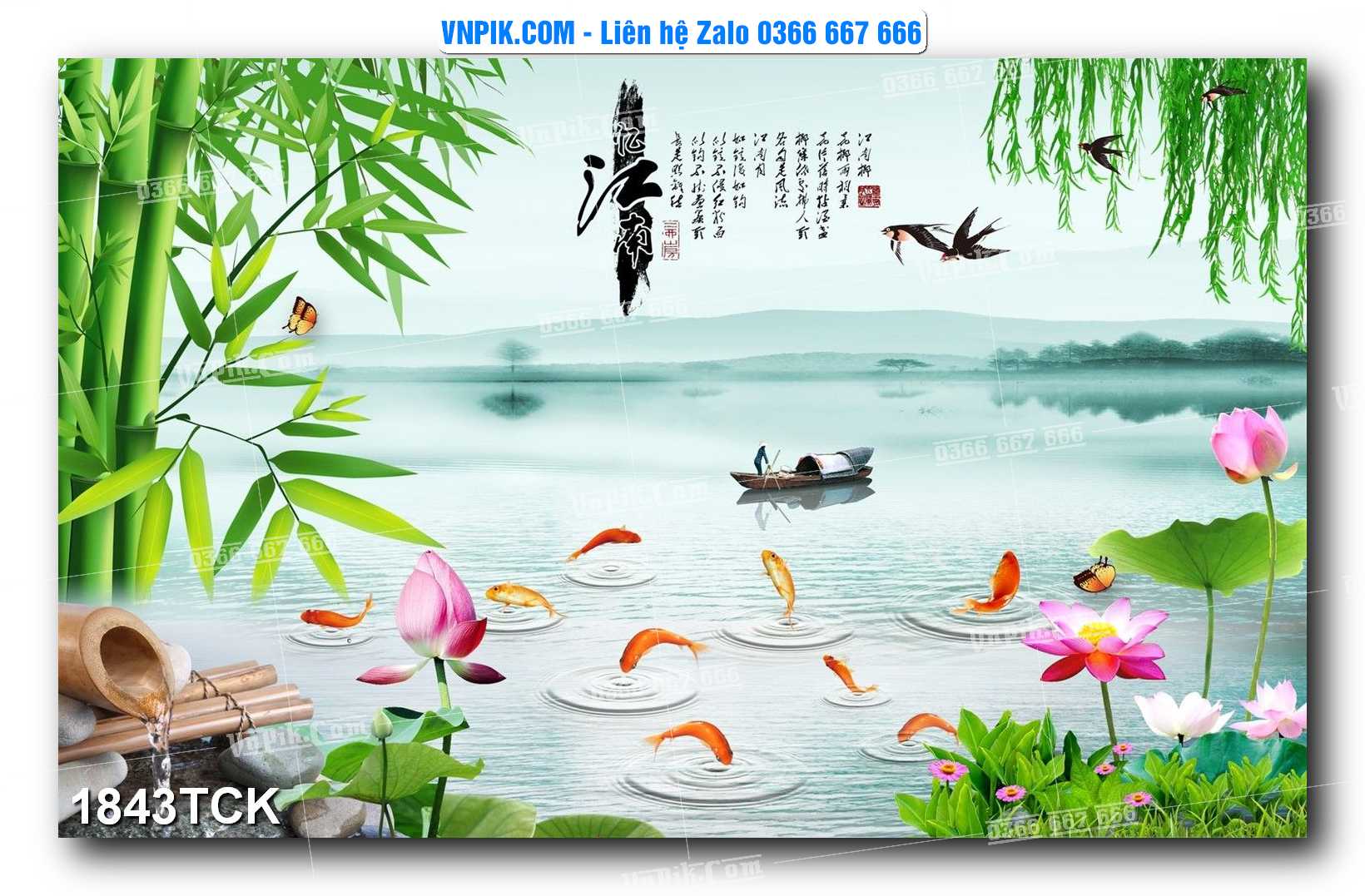 Tranh Hoa Sen – Cá Koi – Cá Chép 1843TCK