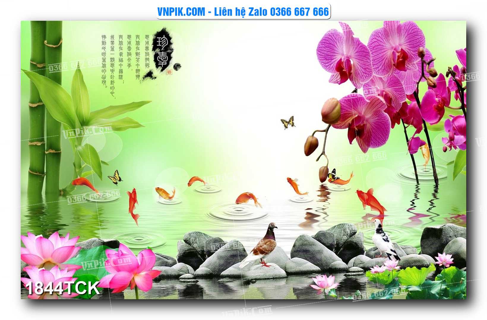 Tranh Hoa Sen – Cá Koi – Cá Chép 1844TCK