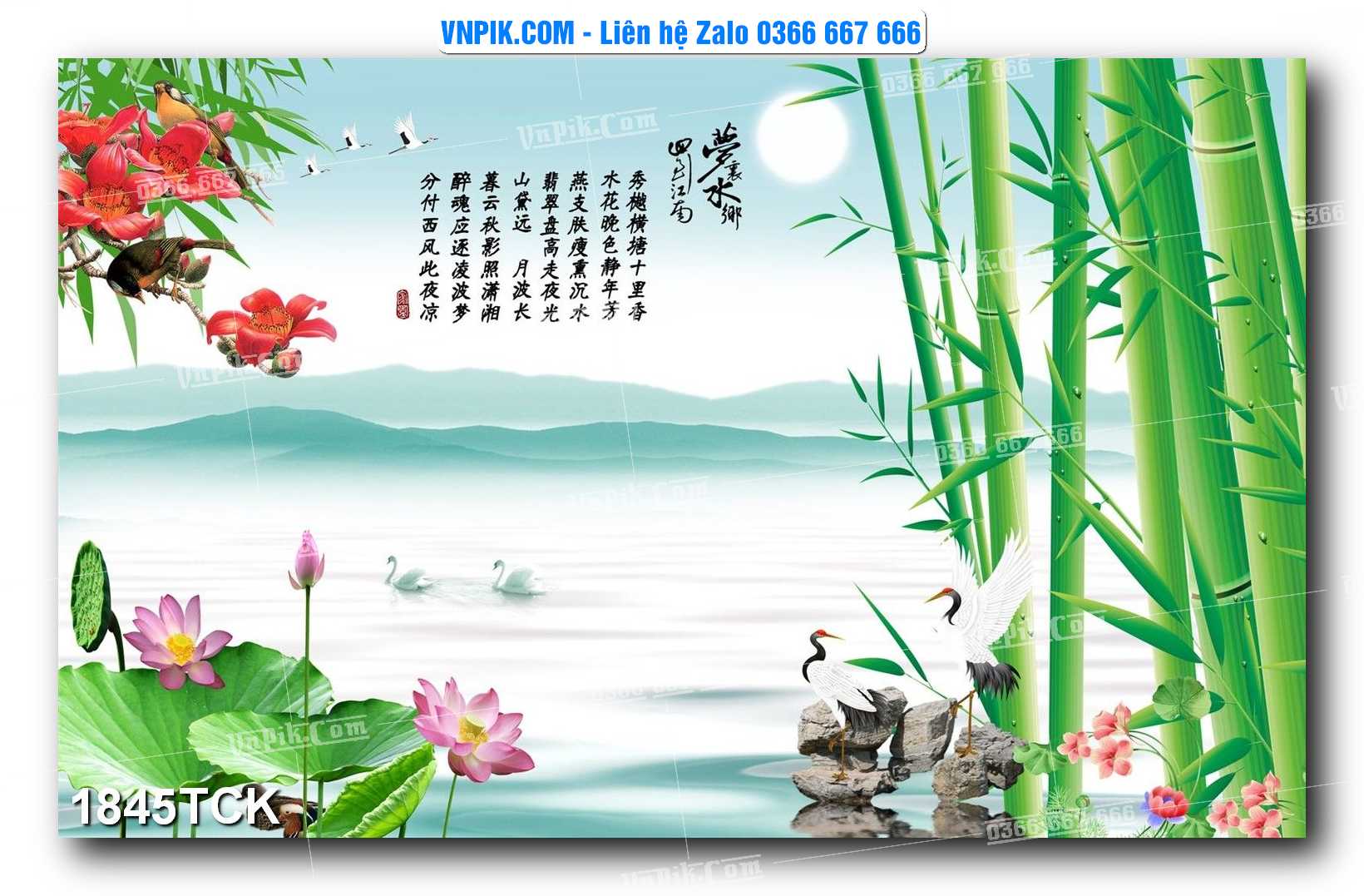 Tranh Hoa Sen – Cá Koi – Cá Chép 1845TCK