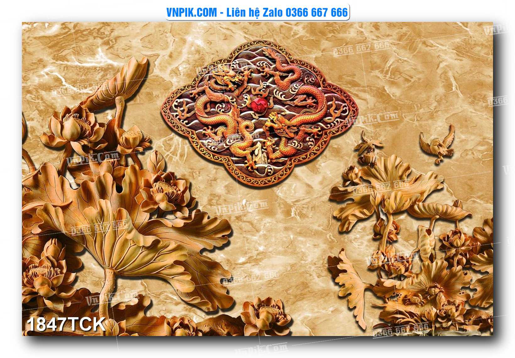 Tranh Hoa Sen – Cá Koi – Cá Chép 1847TCK