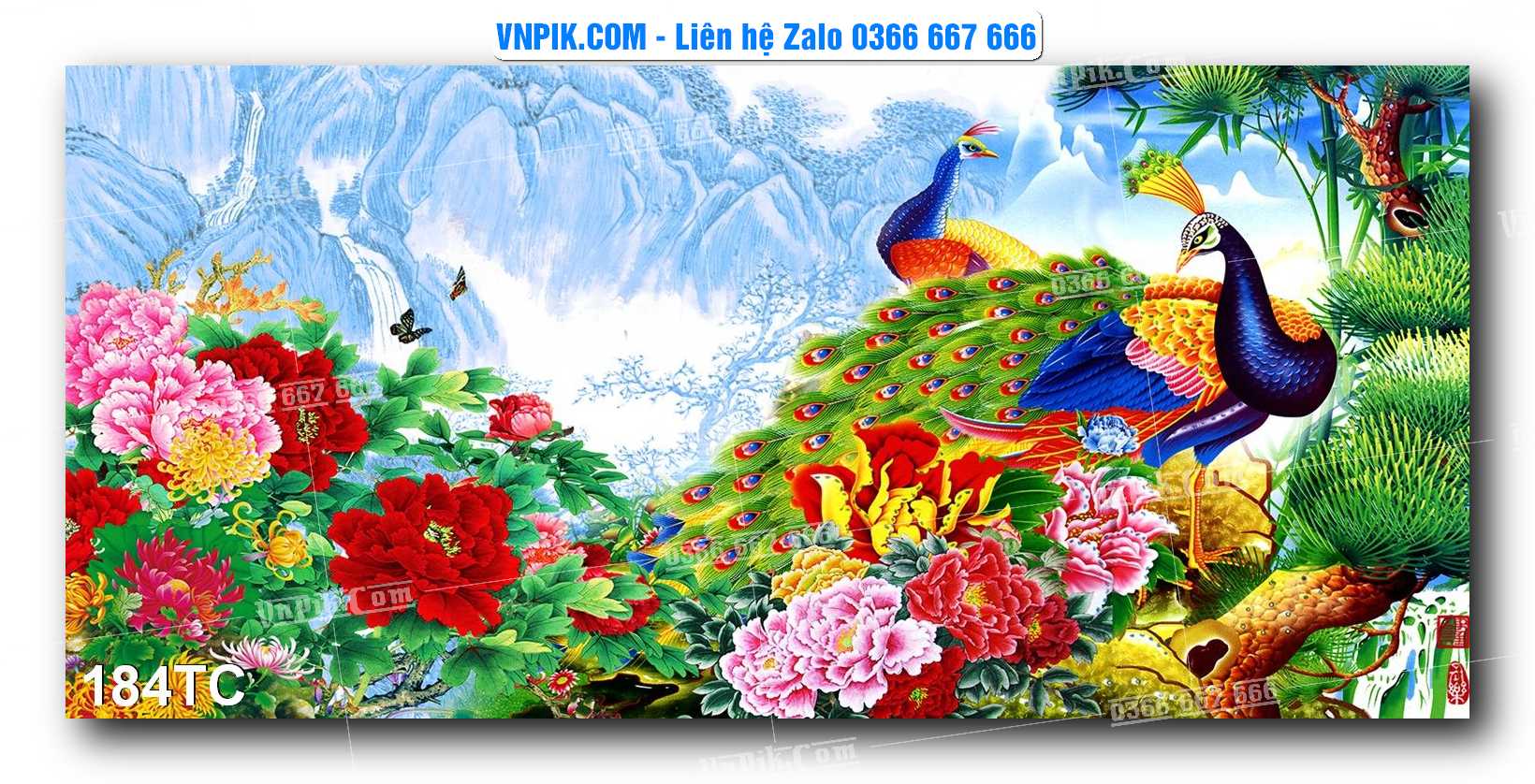 Tranh Treo Tường – Chim Công Hoa Mẫu Đơn 184TC