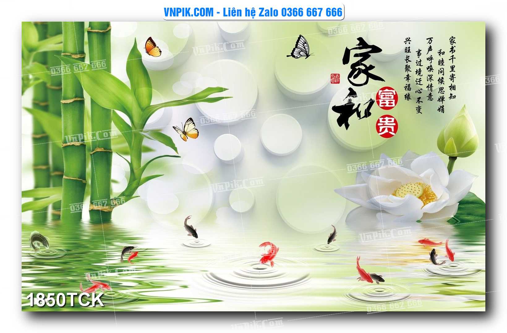 Tranh Hoa Sen – Cá Koi – Cá Chép 1850TCK