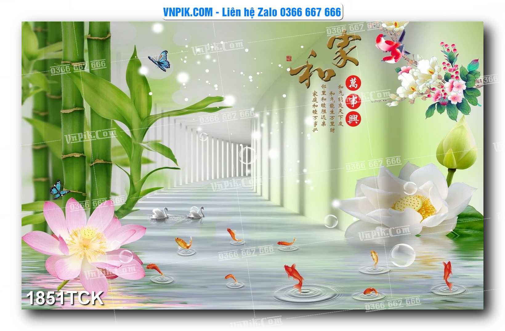 Tranh Hoa Sen – Cá Koi – Cá Chép 1851TCK