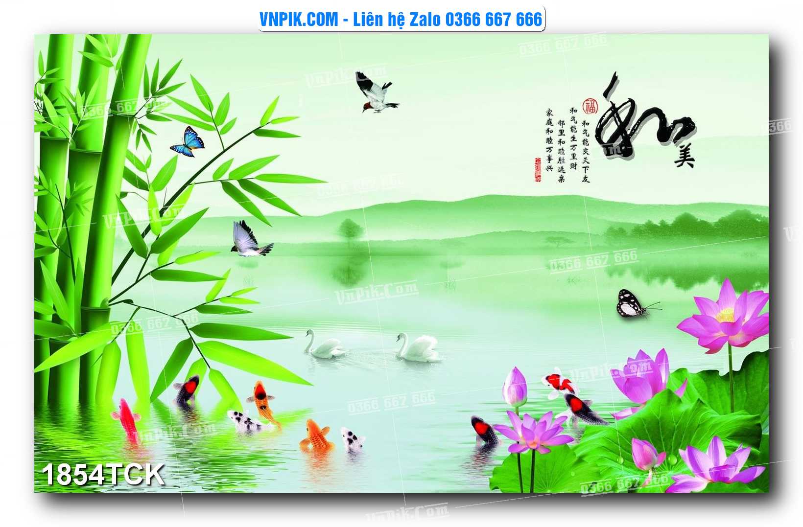 Tranh Hoa Sen – Cá Koi – Cá Chép 1854TCK