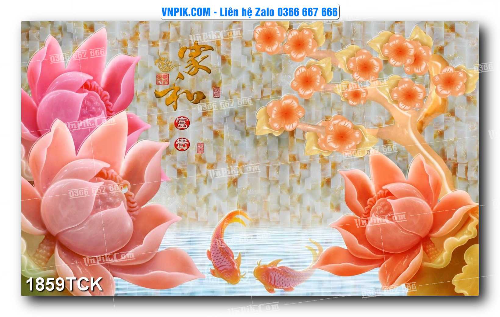 Tranh Hoa Sen – Cá Koi – Cá Chép 1859TCK
