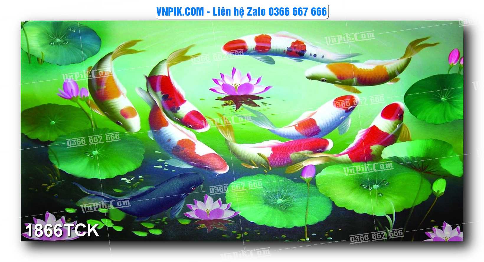 Tranh Hoa Sen – Cá Koi – Cá Chép 1866TCK