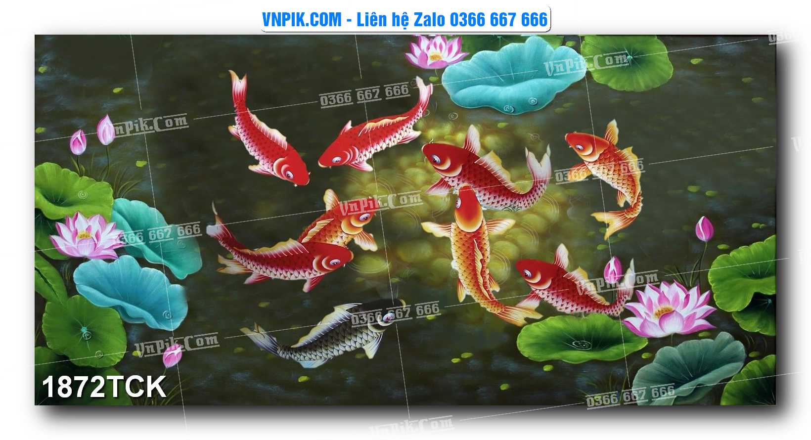 Tranh Hoa Sen – Cá Koi – Cá Chép 1872TCK