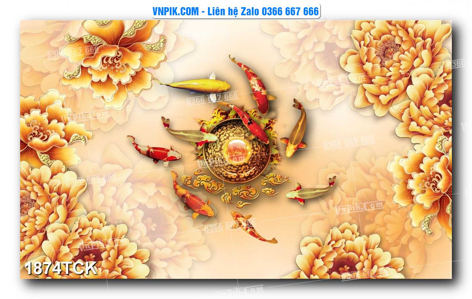 Tranh Hoa Sen – Cá Koi – Cá Chép 1874TCK