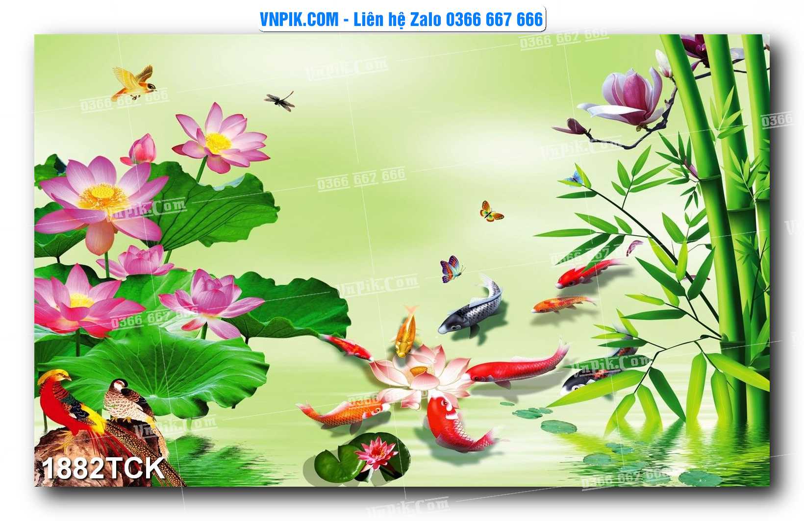 Tranh Hoa Sen – Cá Koi – Cá Chép 1882TCK