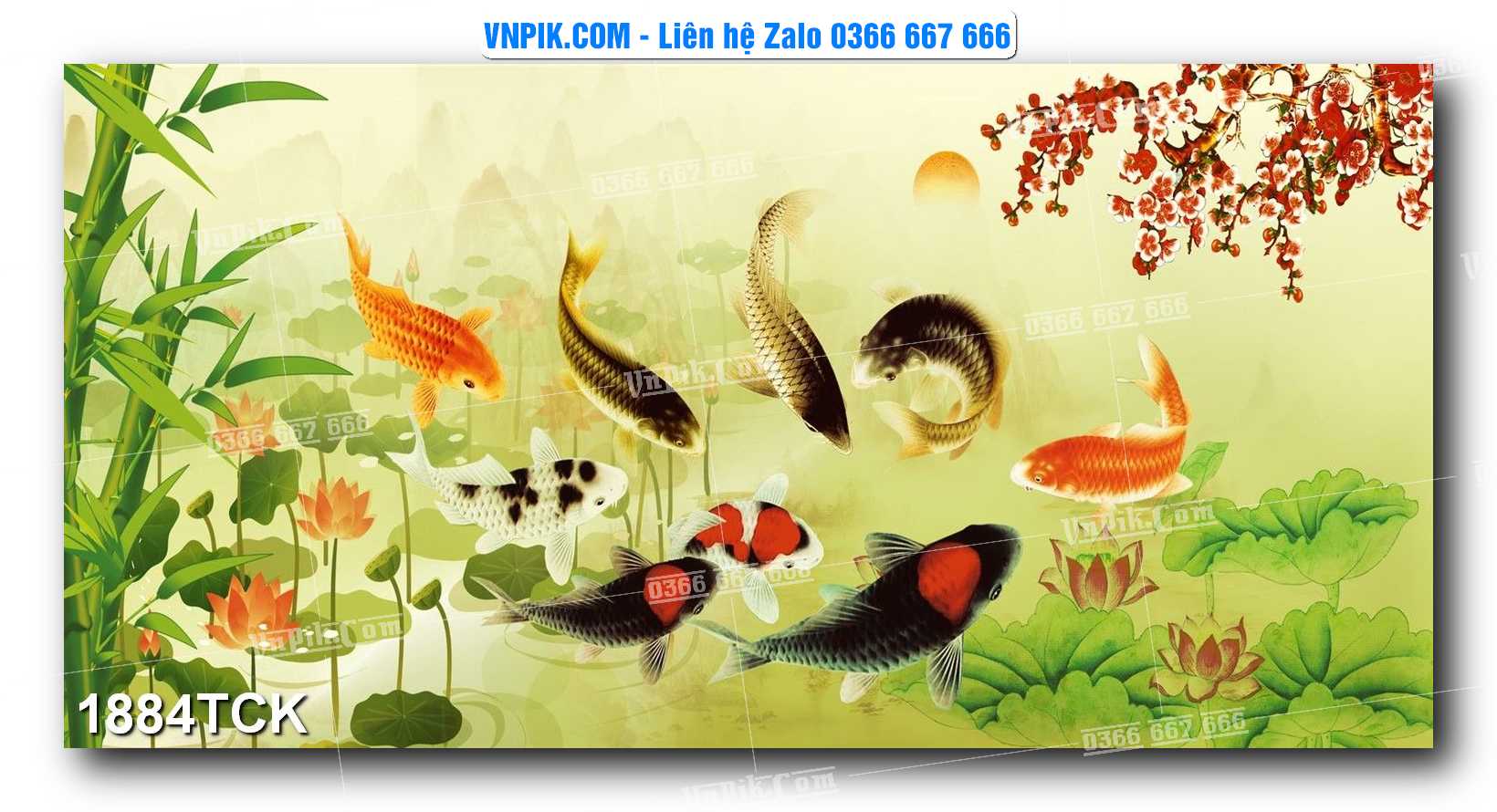 Tranh Hoa Sen – Cá Koi – Cá Chép 1884TCK