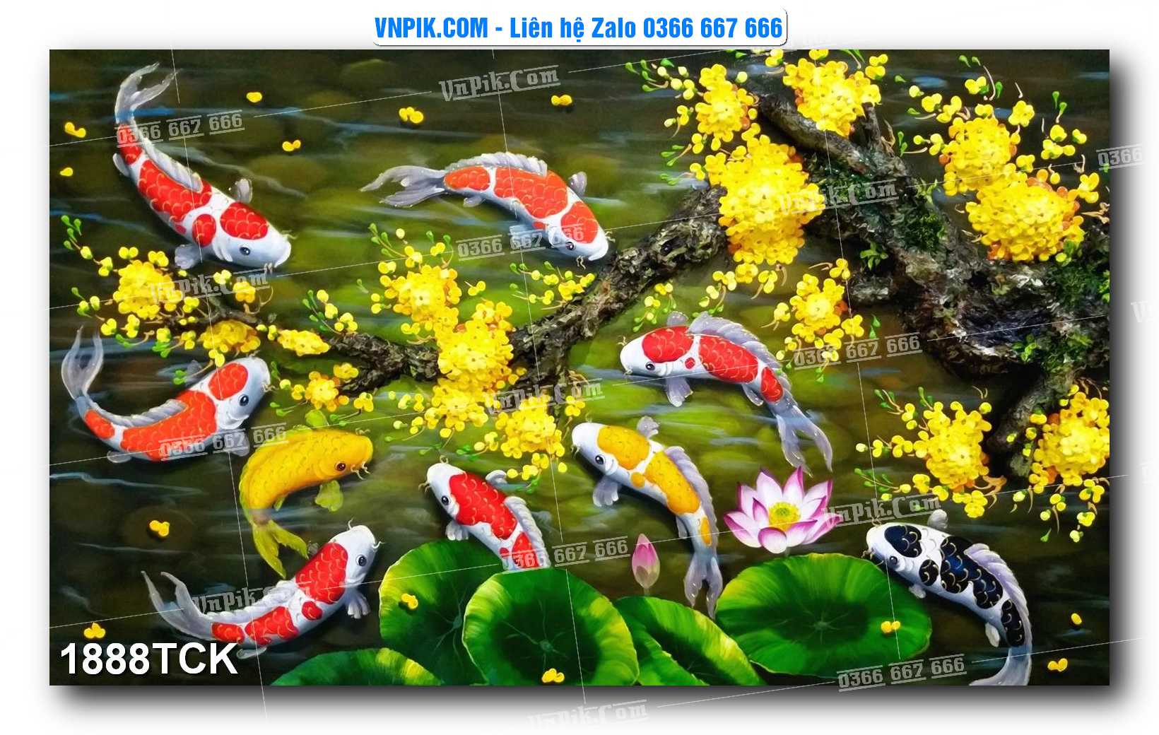 Tranh Hoa Sen – Cá Koi – Cá Chép 1888TCK