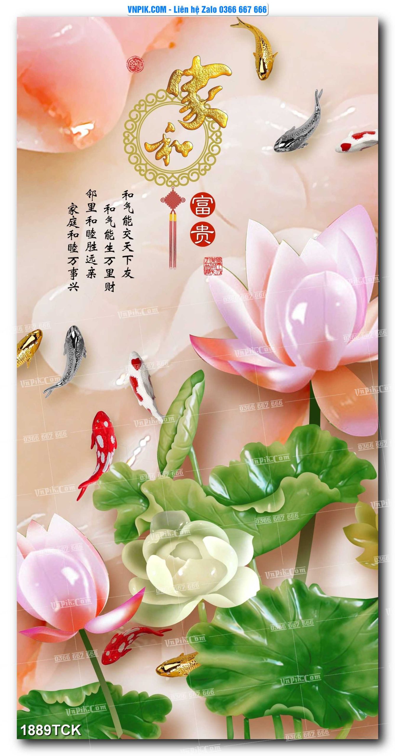 Tranh Hoa Sen – Cá Koi – Cá Chép 1889TCK