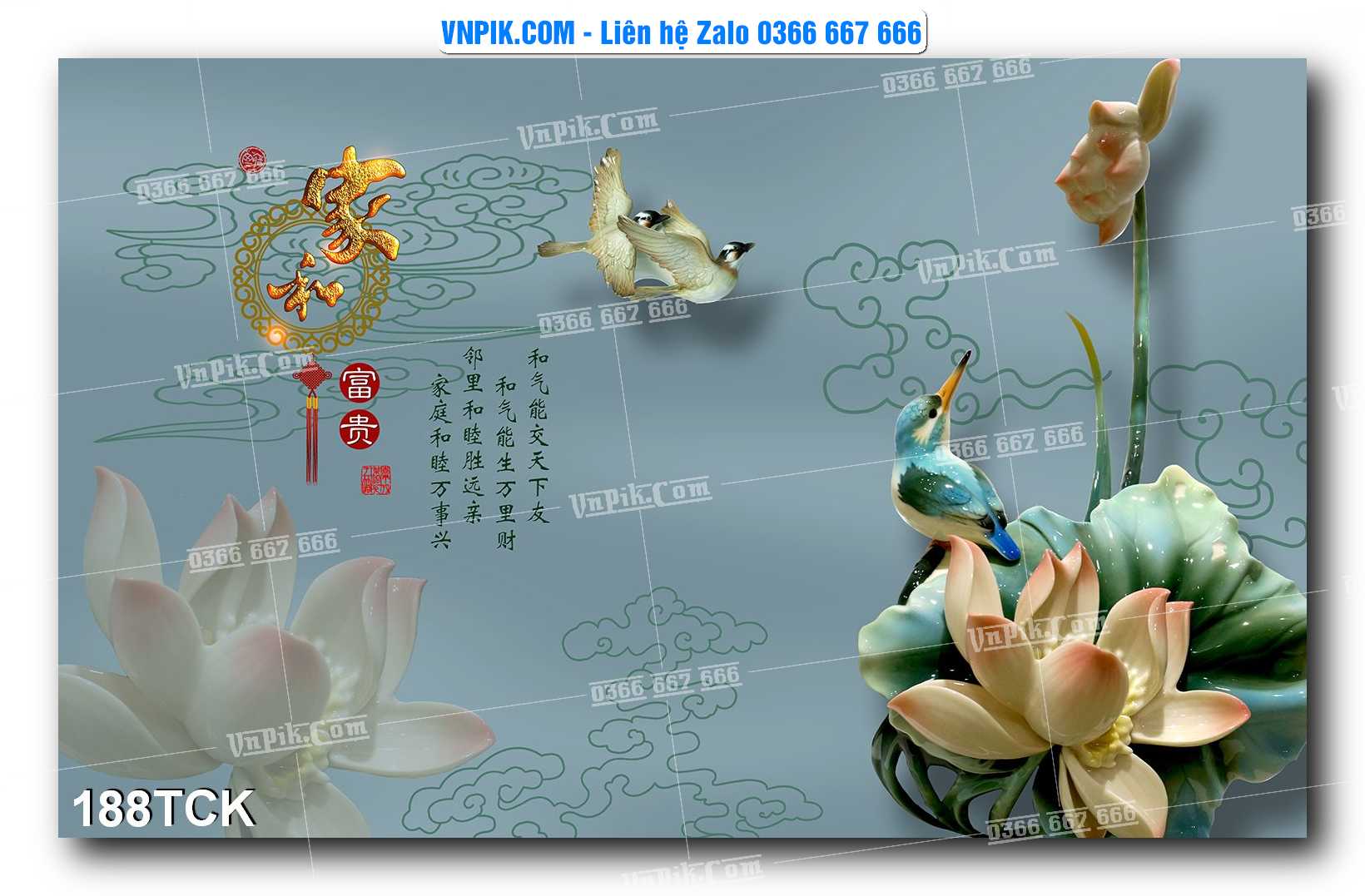 Tranh Hoa Sen – Cá Koi – Cá Chép  188TCK