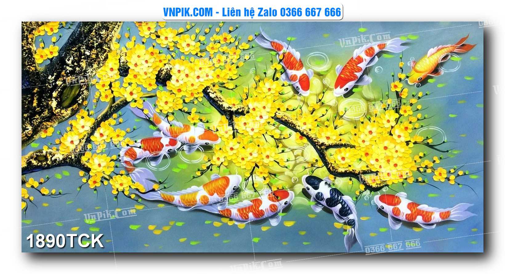 Tranh Hoa Sen – Cá Koi – Cá Chép 1890TCK