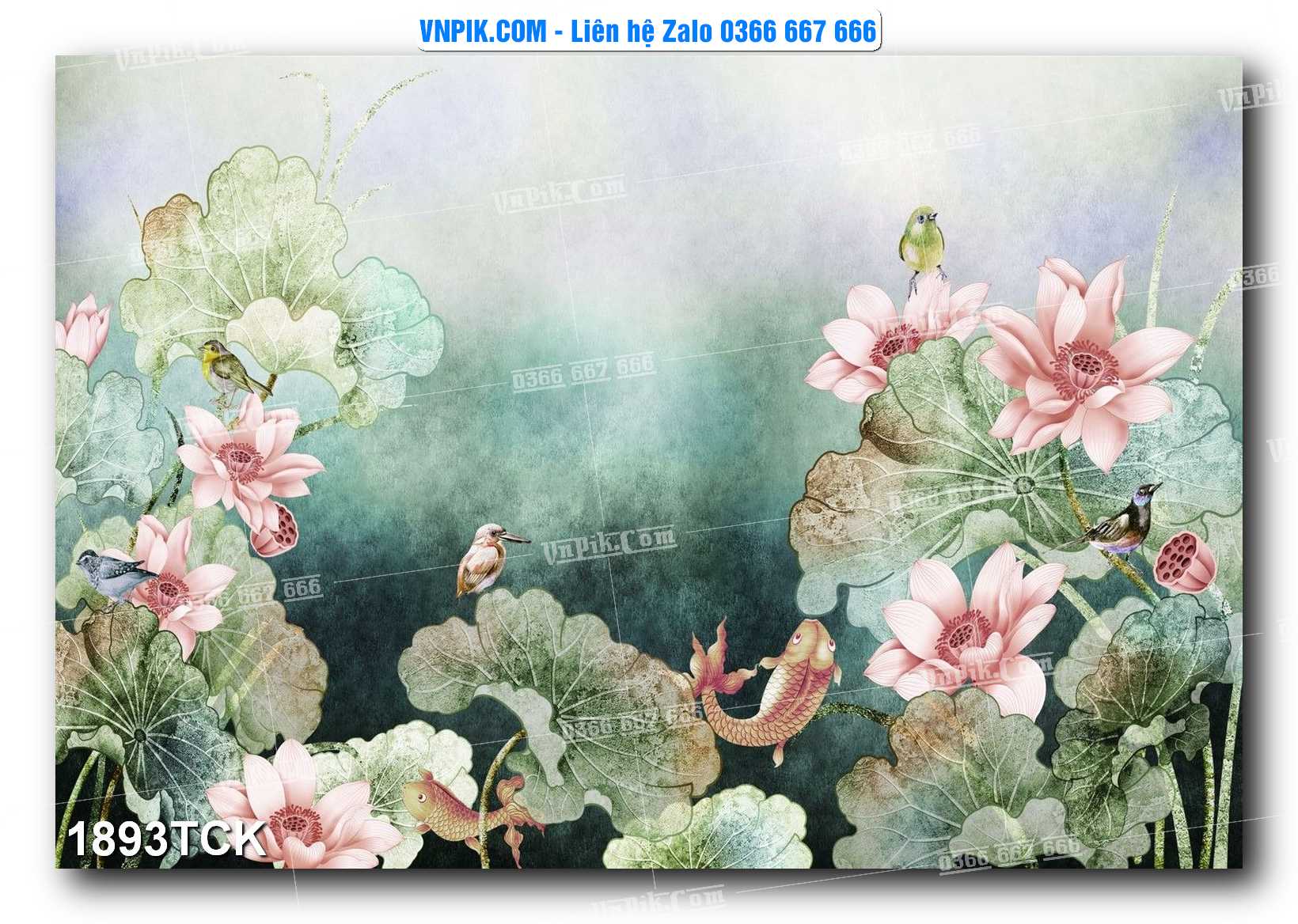 Tranh Hoa Sen – Cá Koi – Cá Chép 1893TCK