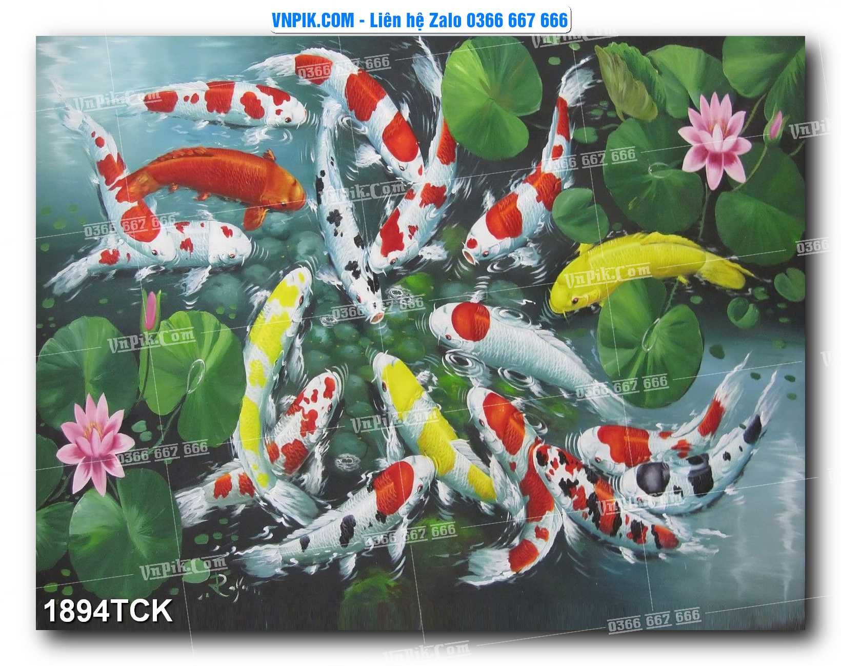 Tranh Hoa Sen – Cá Koi – Cá Chép 1894TCK