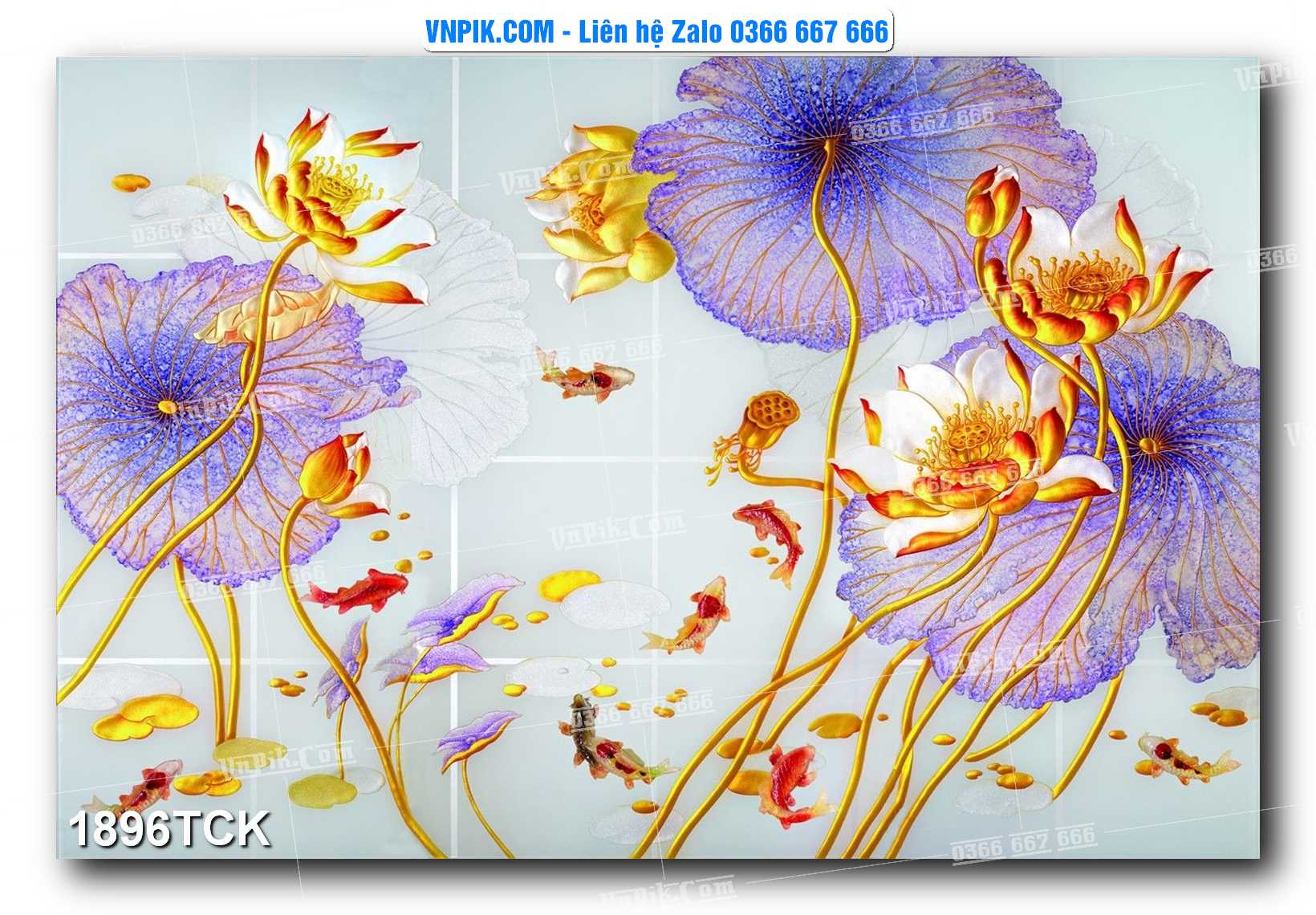 Tranh Hoa Sen – Cá Koi – Cá Chép 1896TCK