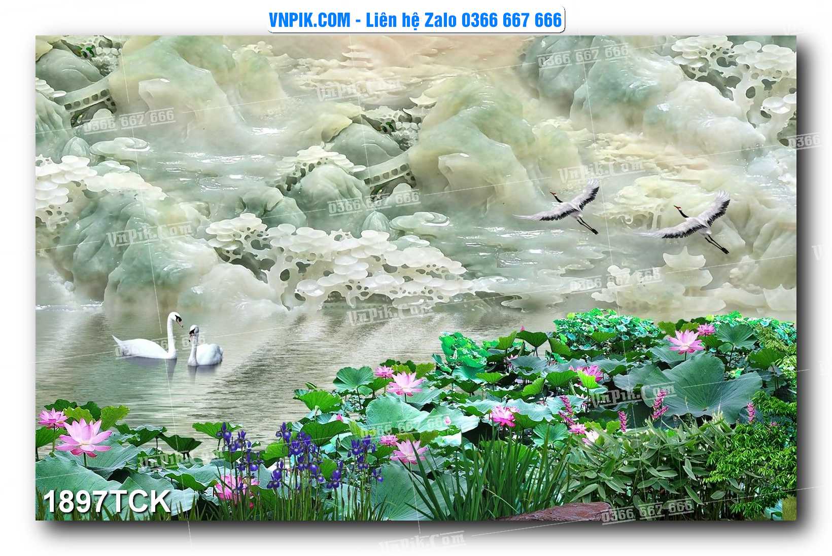 Tranh Hoa Sen – Cá Koi – Cá Chép 1897TCK