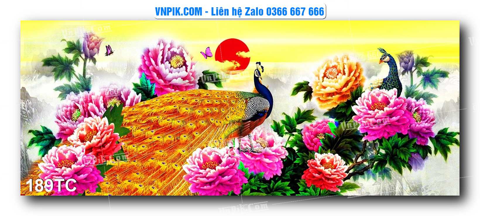 Tranh Treo Tường – Chim Công Hoa Mẫu Đơn 189TC