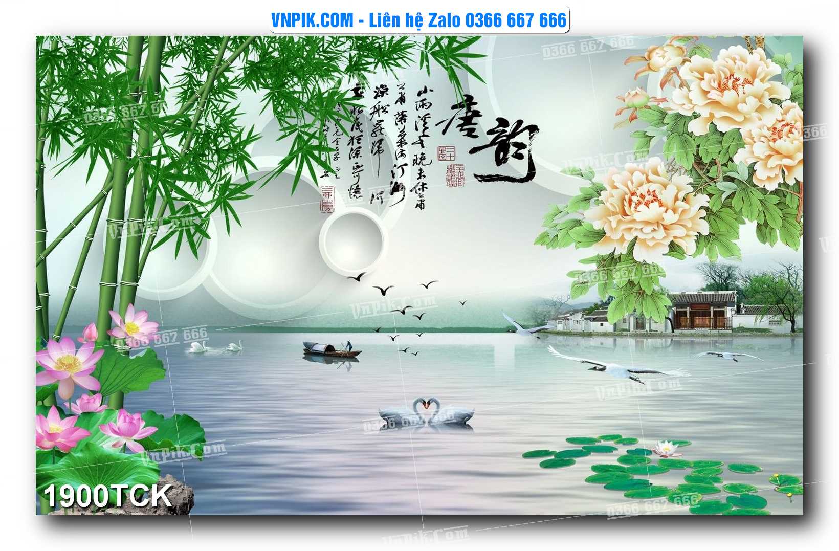 Tranh Hoa Sen – Cá Koi – Cá Chép 1900TCK