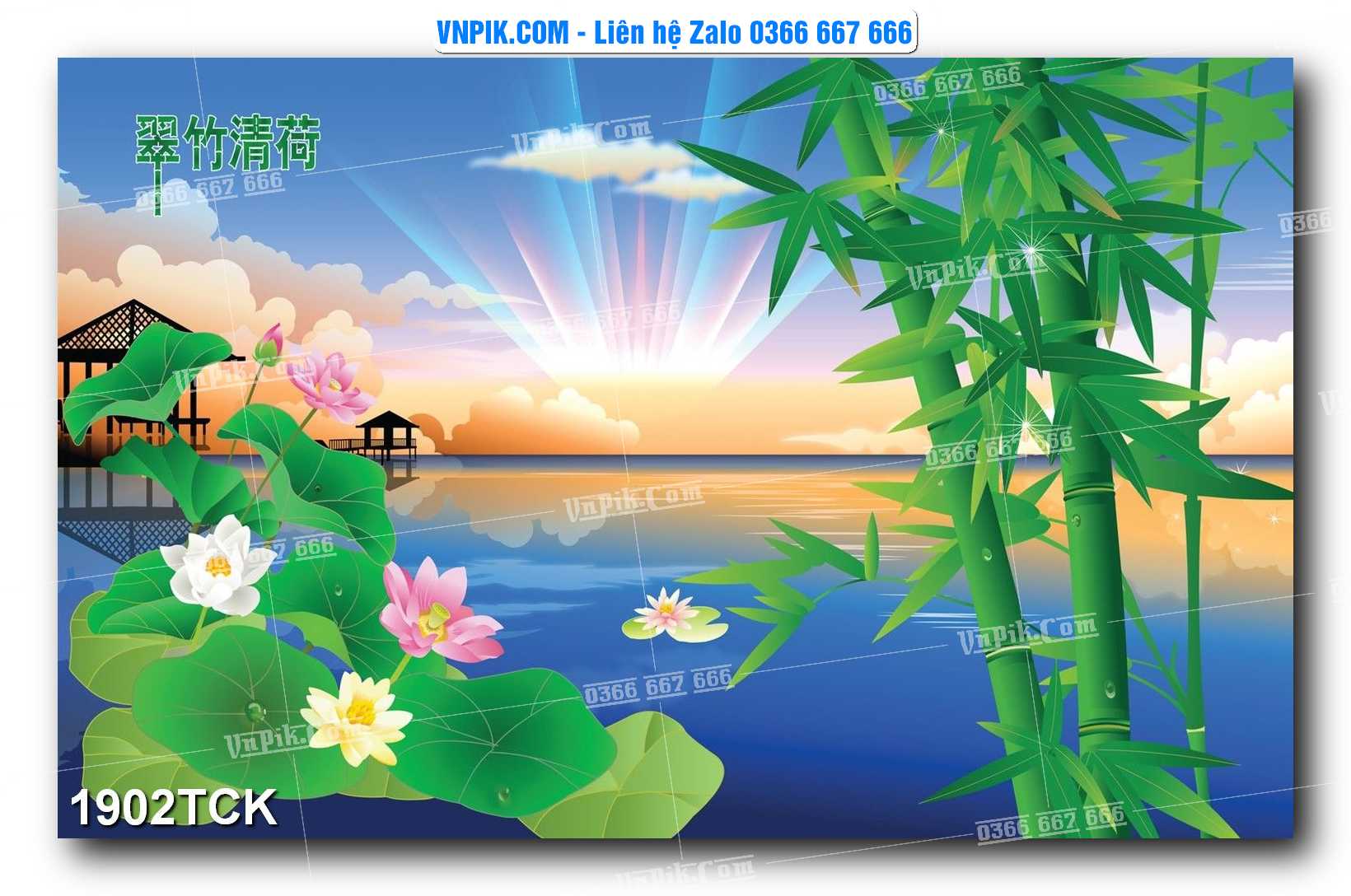 Tranh Hoa Sen – Cá Koi – Cá Chép 1902TCK