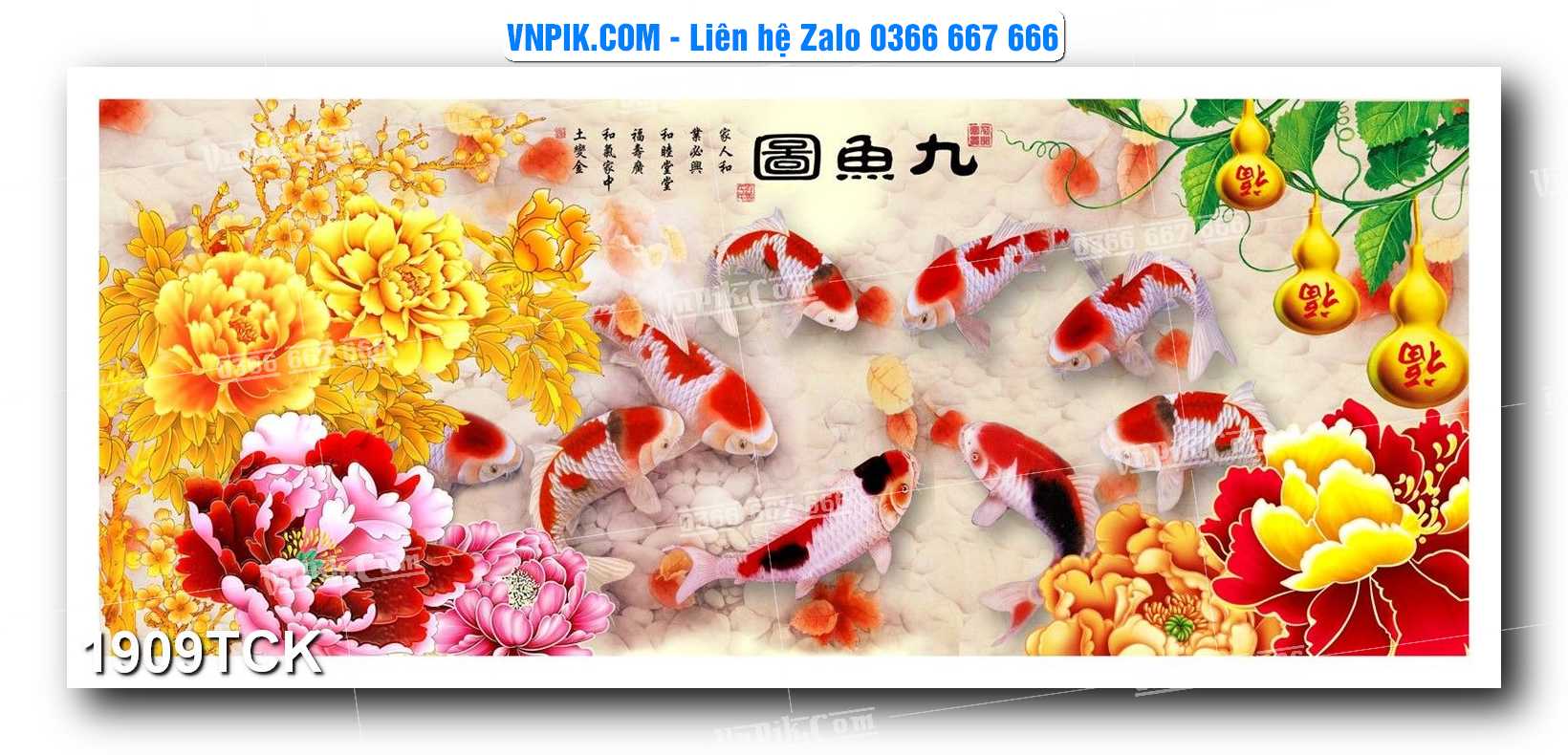 Tranh Hoa Sen – Cá Koi – Cá Chép 1909TCK