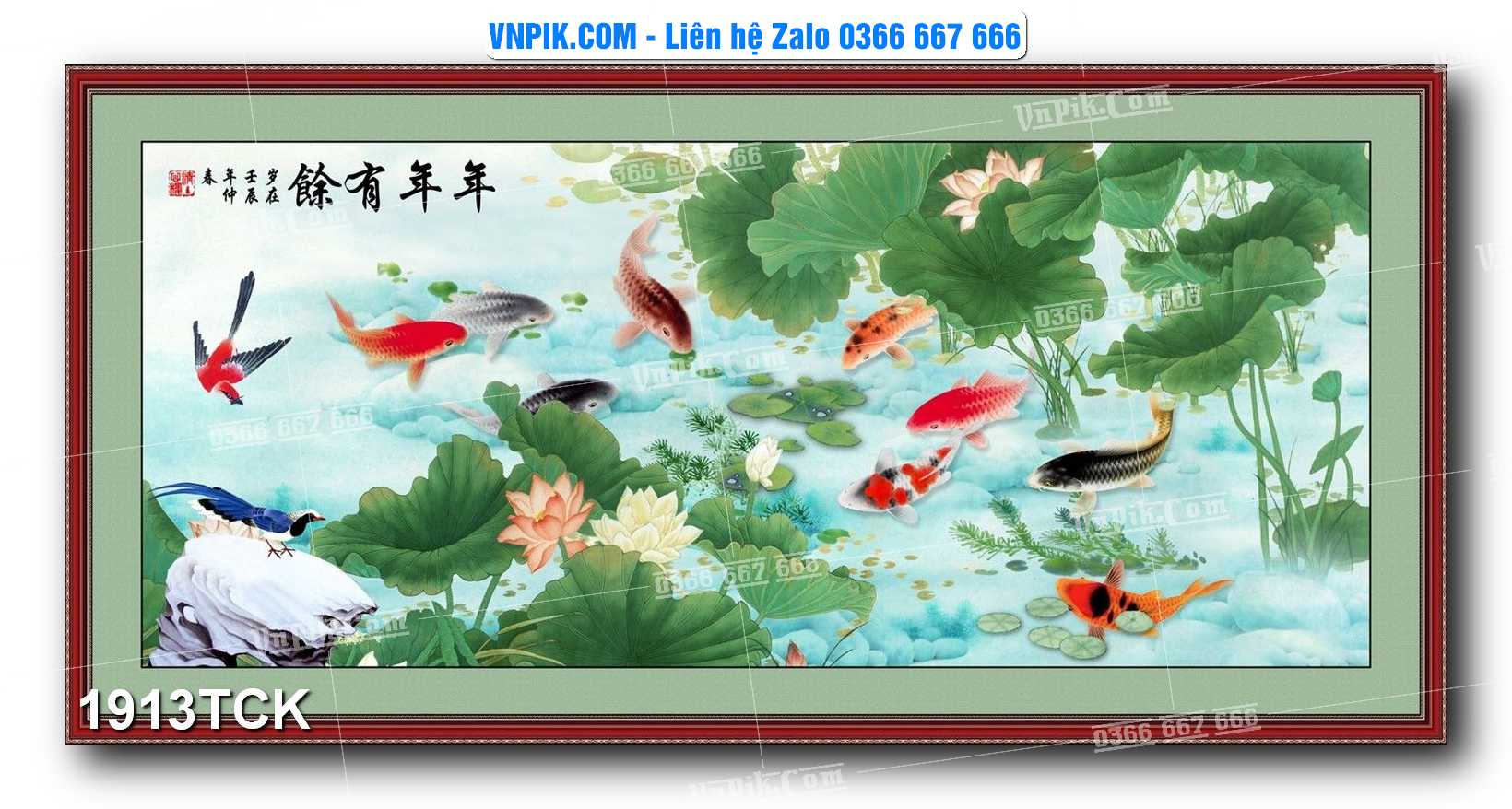 Tranh Hoa Sen – Cá Koi – Cá Chép 1913TCK