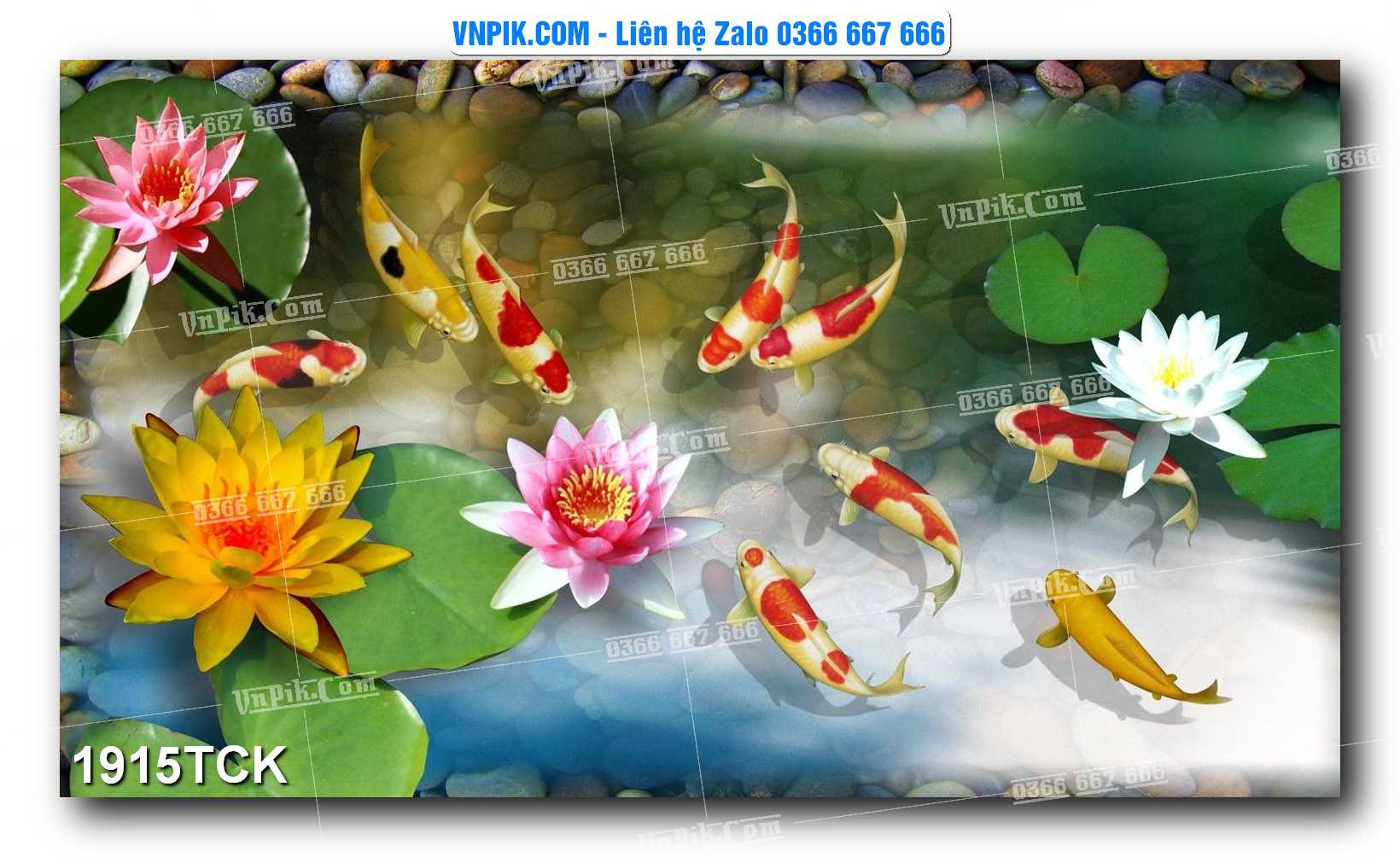Tranh Hoa Sen – Cá Koi – Cá Chép 1915TCK