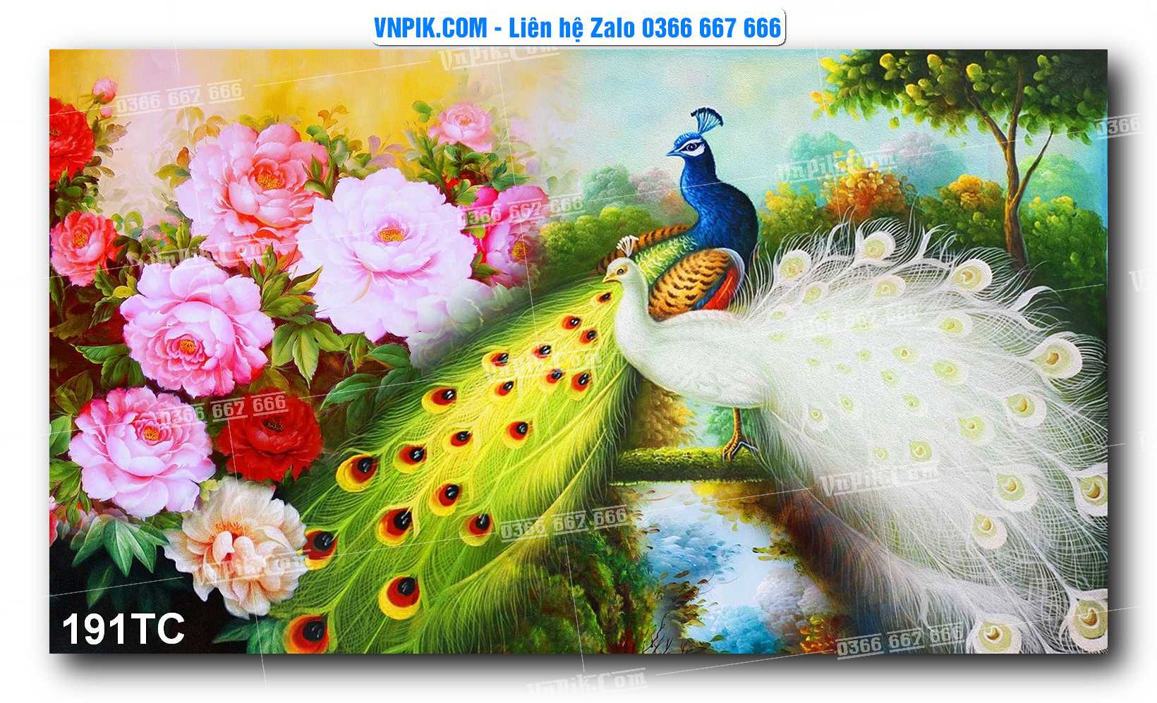 Tranh Treo Tường – Chim Công Hoa Mẫu Đơn 191TC