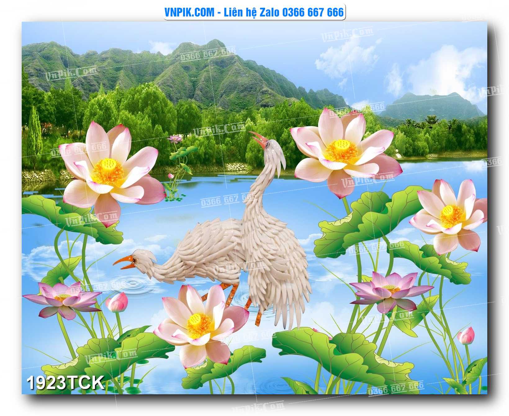 Tranh Hoa Sen – Cá Koi – Cá Chép 1923TCK