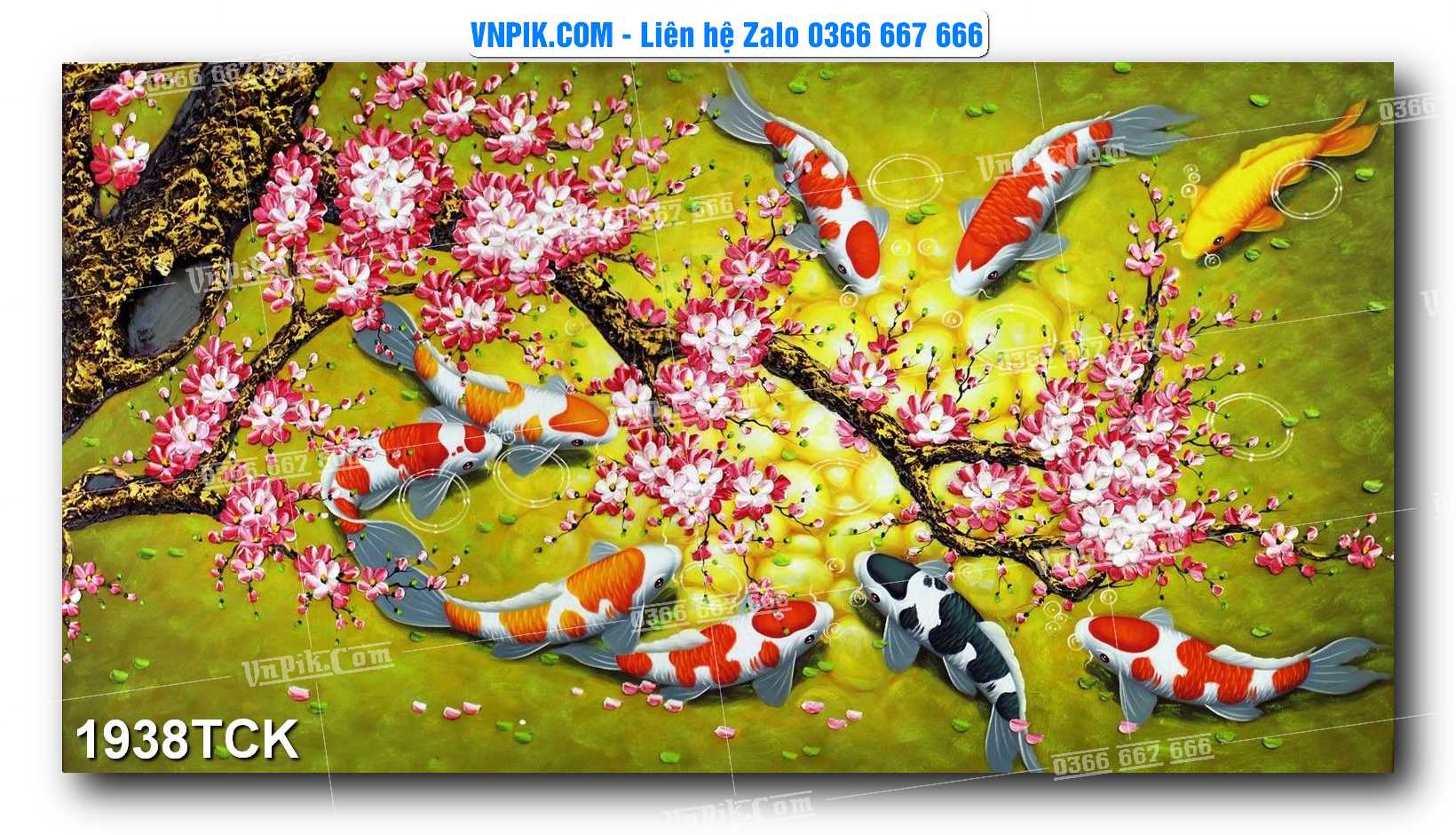 Tranh Hoa Sen – Cá Koi – Cá Chép 1938TCK