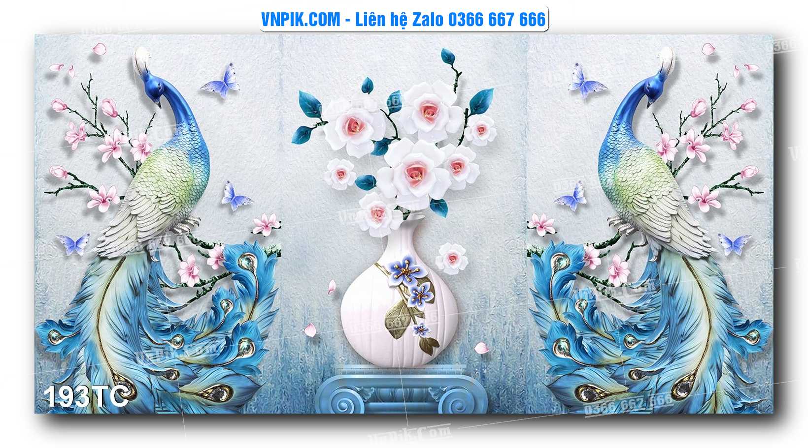 Tranh Treo Tường – Chim Công Hoa Mẫu Đơn 193TC