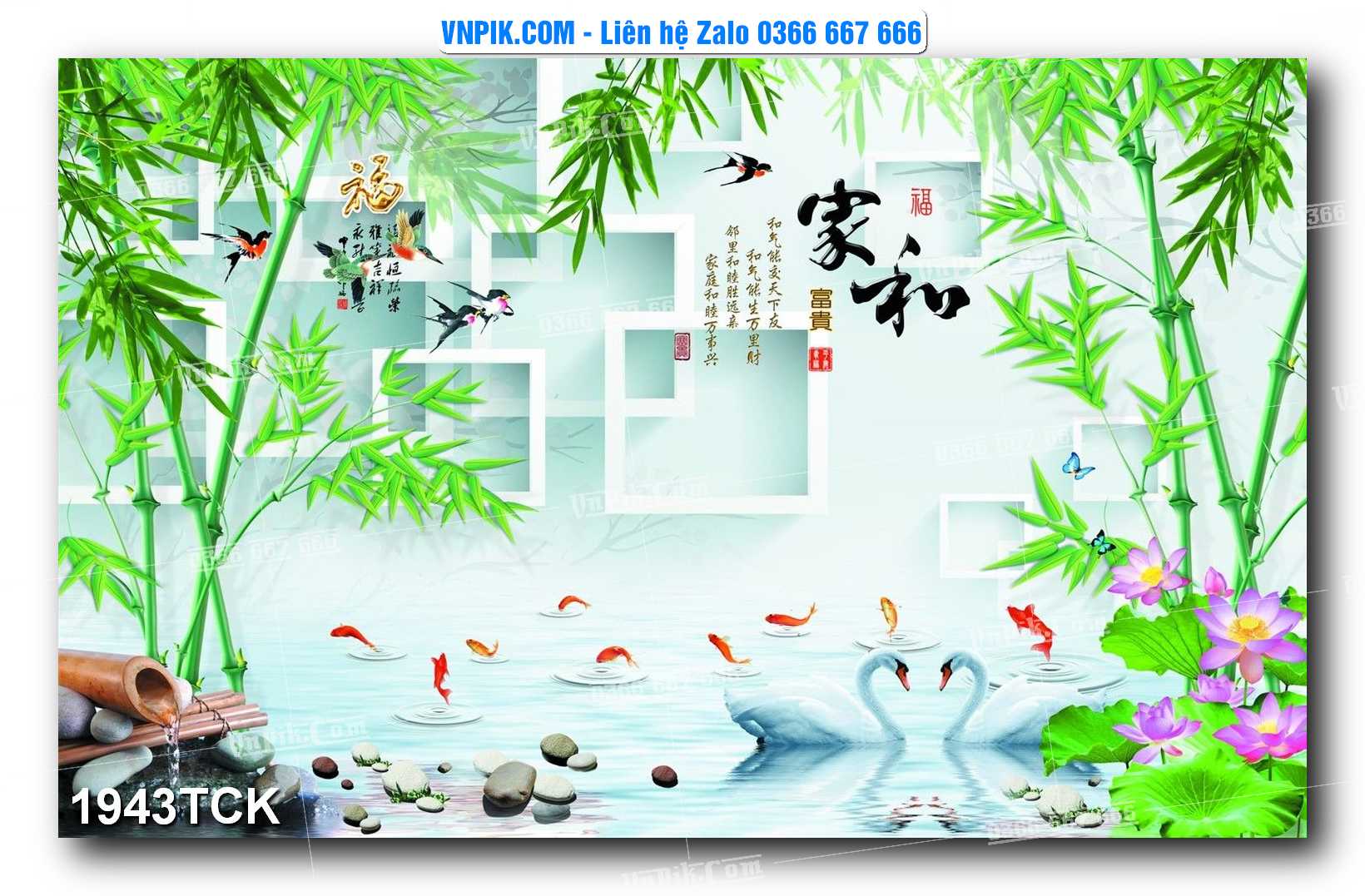 Tranh Hoa Sen – Cá Koi – Cá Chép 1943TCK