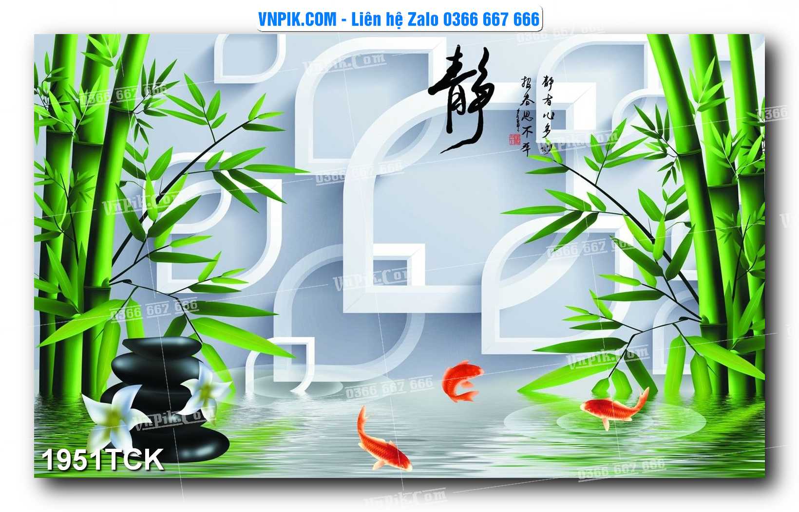 Tranh Hoa Sen – Cá Koi – Cá Chép 1951TCK