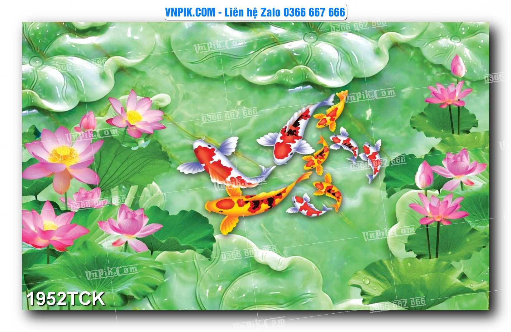 Tranh Hoa Sen – Cá Koi – Cá Chép 1952TCK