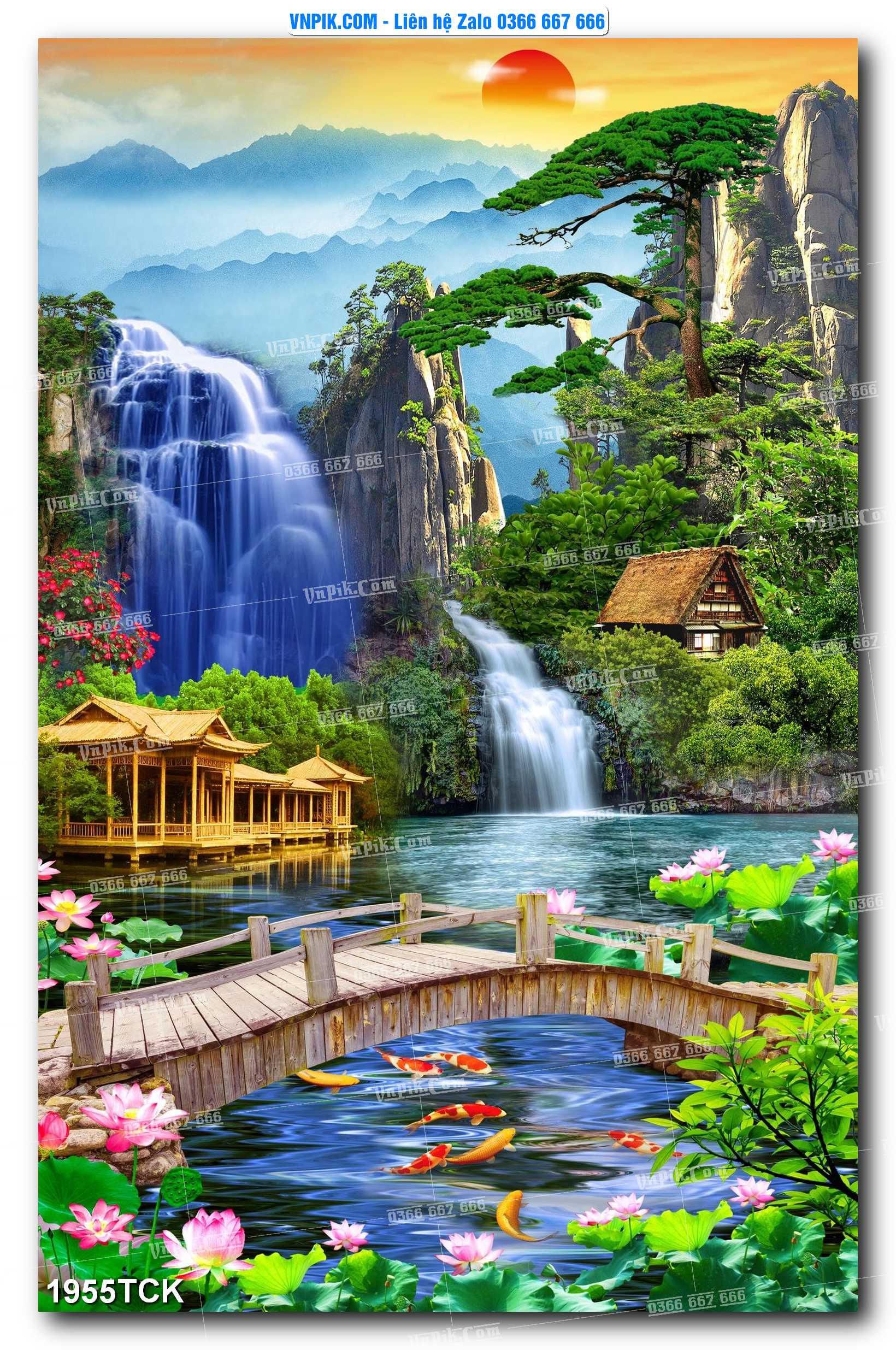 Tranh Hoa Sen – Cá Koi – Cá Chép 1955TCK