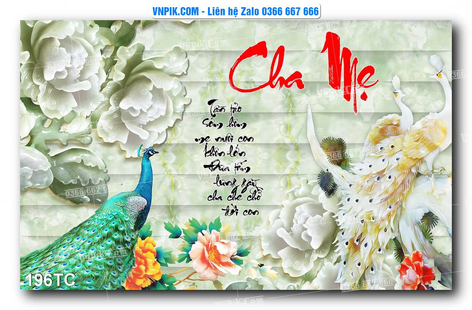Tranh Treo Tường – Chim Công Hoa Mẫu Đơn 196TC