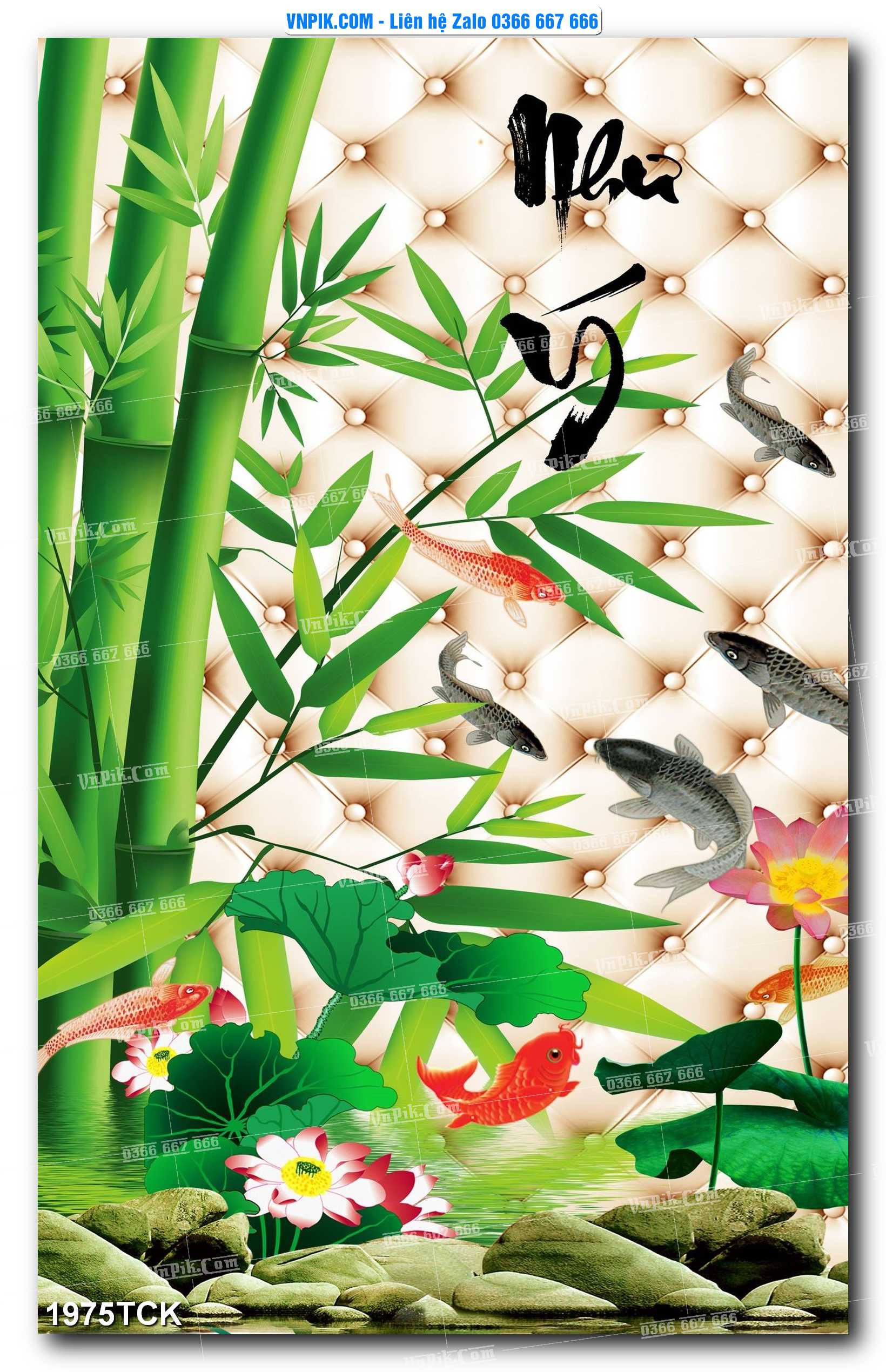 Tranh Hoa Sen – Cá Koi – Cá Chép 1975TCK