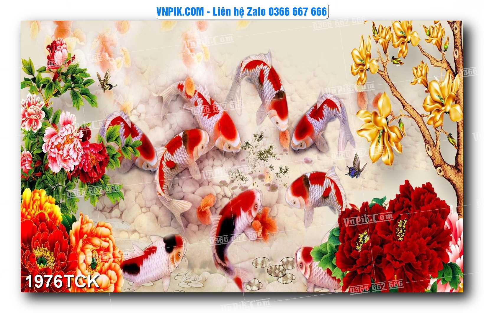 Tranh Hoa Sen – Cá Koi – Cá Chép 1976TCK