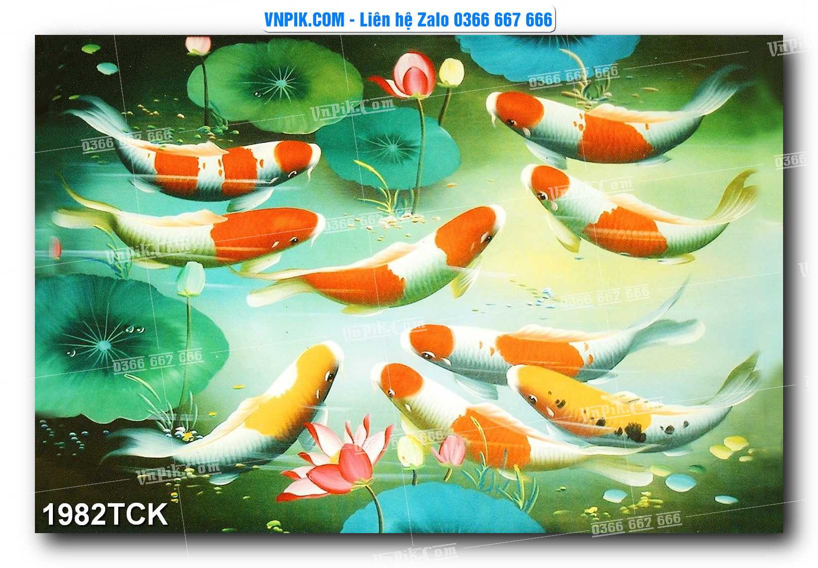 Tranh Hoa Sen – Cá Koi – Cá Chép 1982TCK