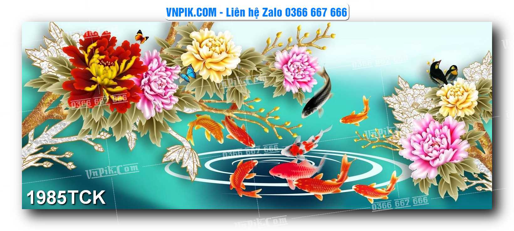 Tranh Hoa Sen – Cá Koi – Cá Chép 1985TCK