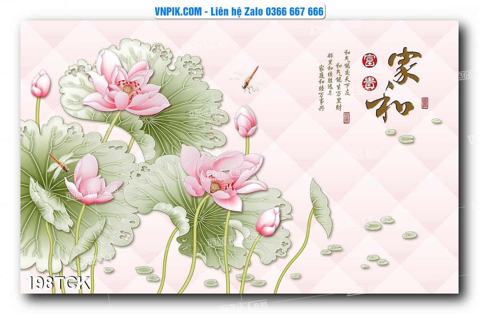 Tranh Hoa Sen – Cá Koi – Cá Chép  198TCK
