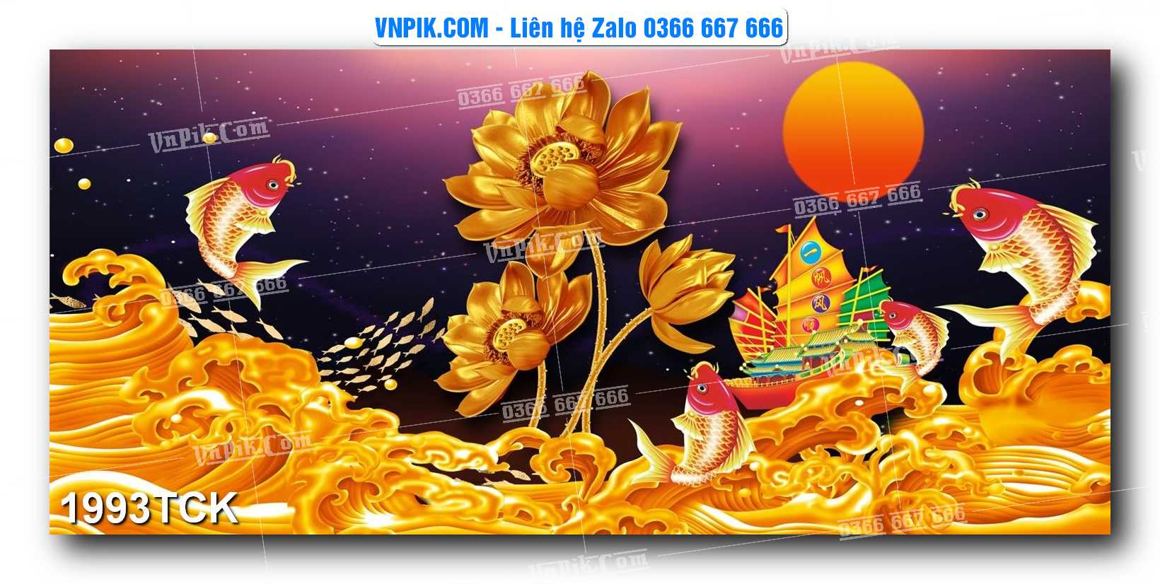 Tranh Hoa Sen – Cá Koi – Cá Chép 1993TCK