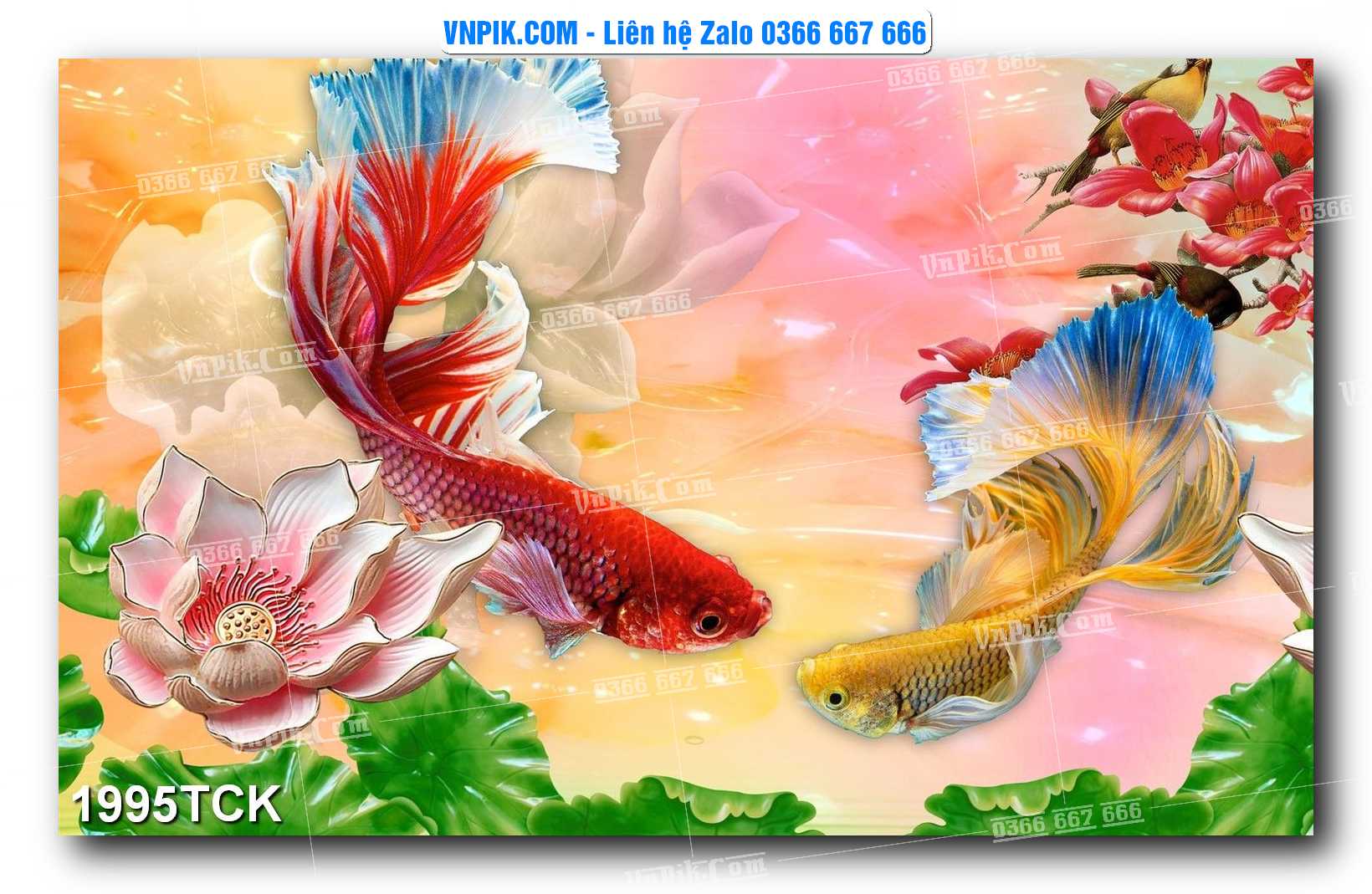 Tranh Hoa Sen – Cá Koi – Cá Chép 1995TCK