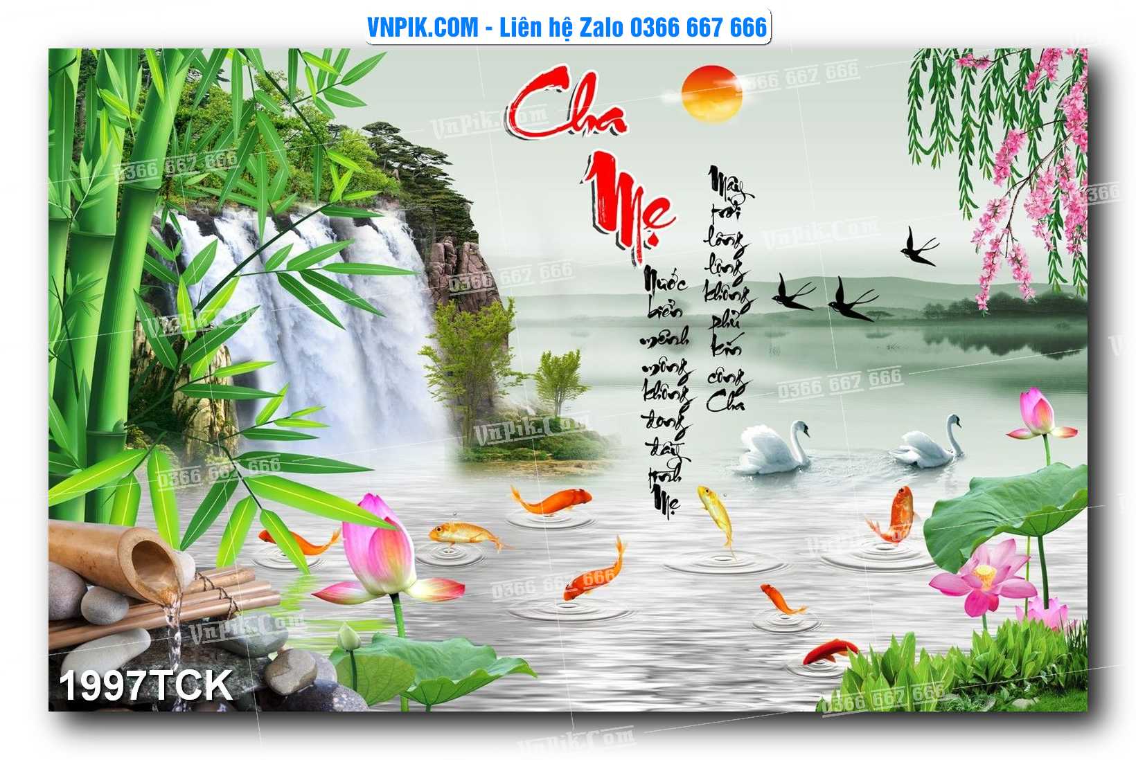 Tranh Hoa Sen – Cá Koi – Cá Chép 1997TCK