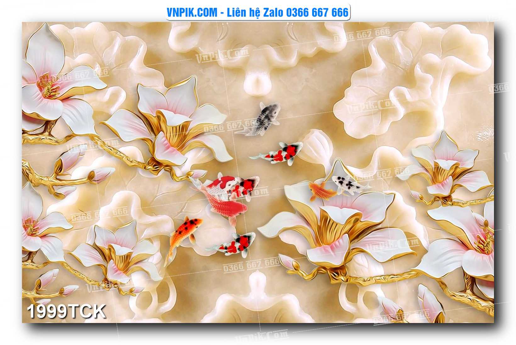Tranh Hoa Sen – Cá Koi – Cá Chép 1999TCK