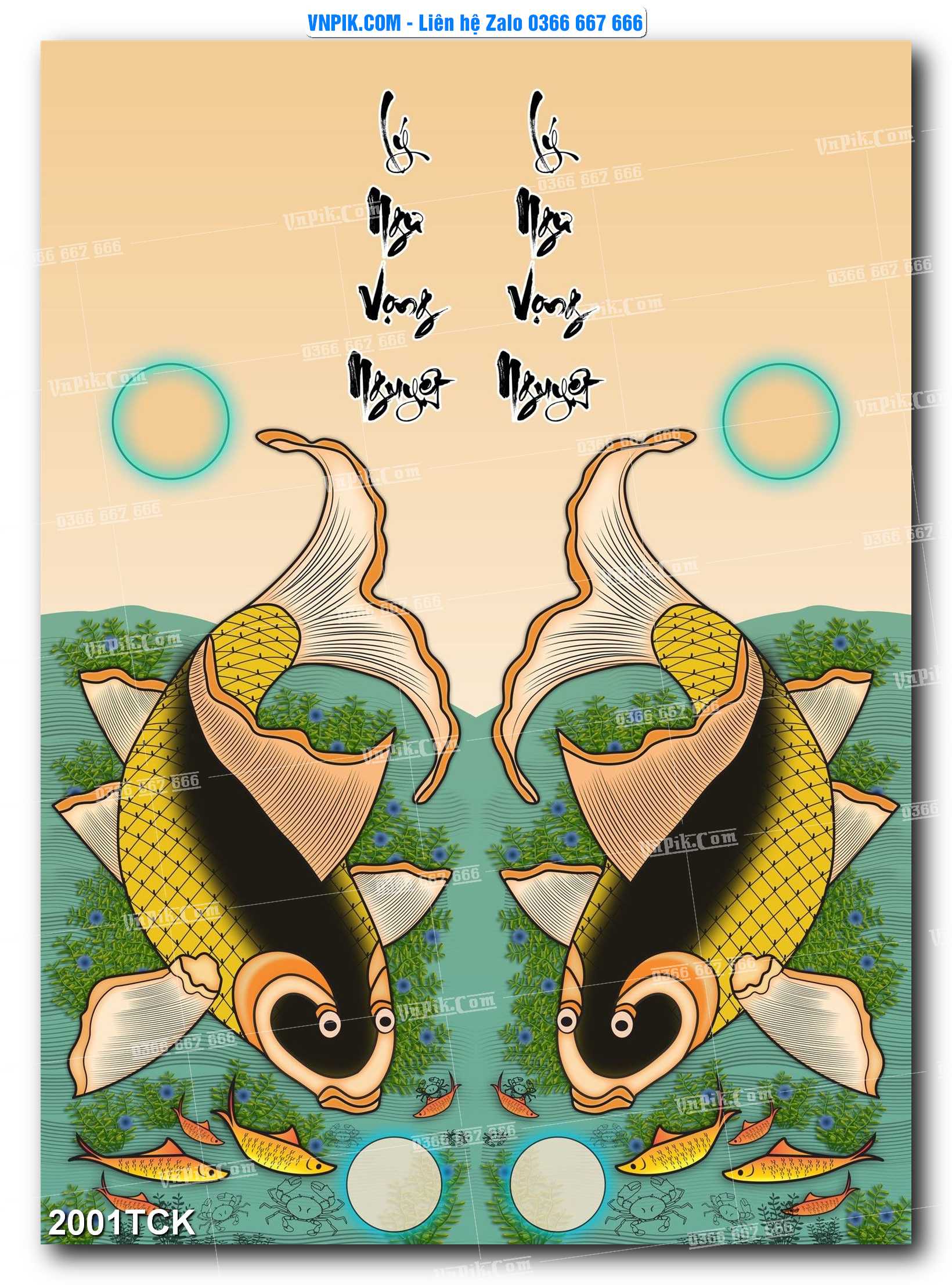 Tranh Hoa Sen – Cá Koi – Cá Chép 2001TCK