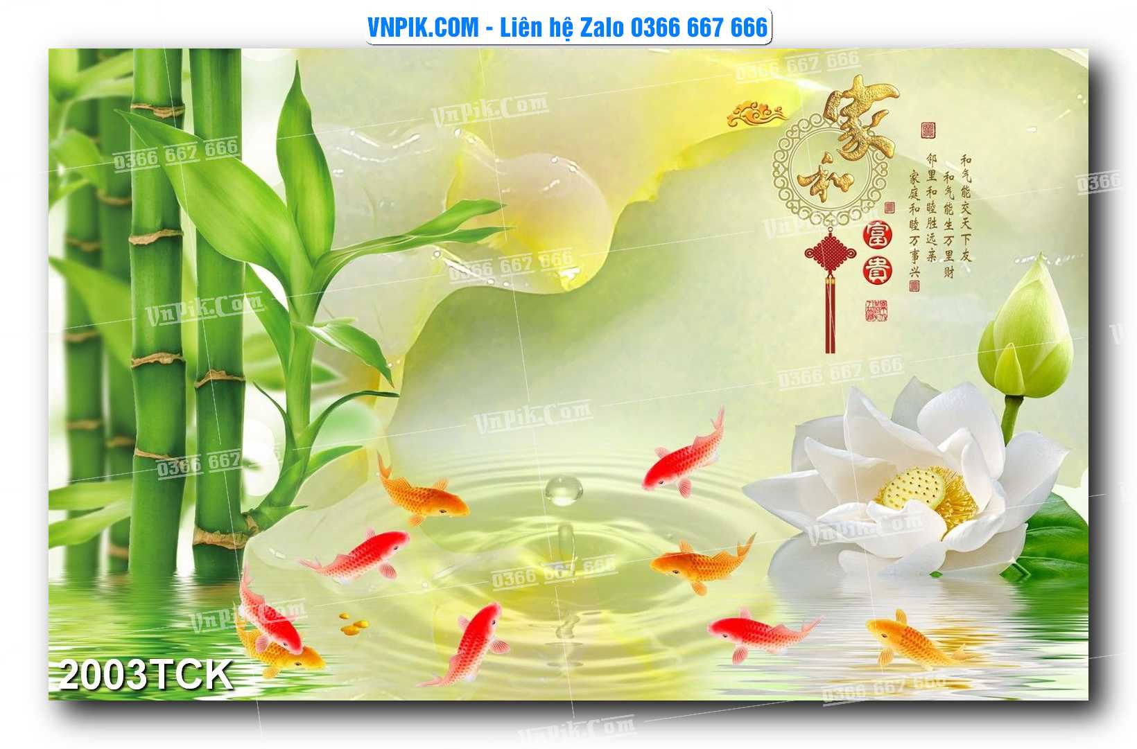 Tranh Hoa Sen – Cá Koi – Cá Chép 2003TCK