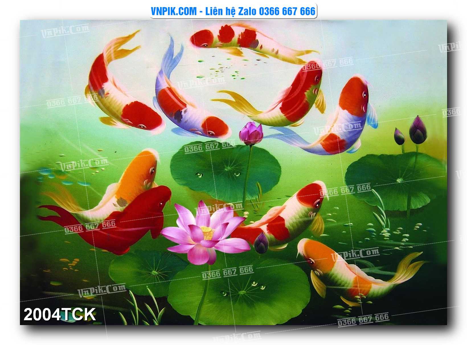 Tranh Hoa Sen – Cá Koi – Cá Chép 2004TCK